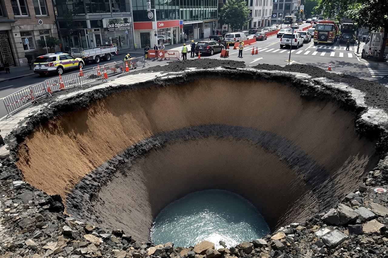 海角爆料 - 地铁施工路面塌陷现场全景图集
